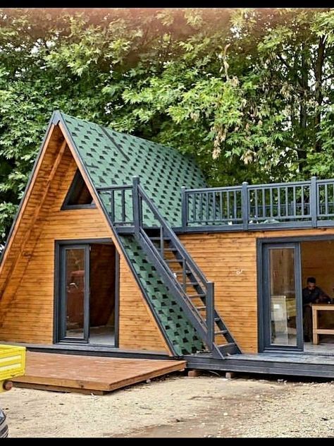 A Frame House Plans, Barn Style House, A Frame House, Tiny House Cabin, Metal Building Homes, Small Backyard Patio, Pole Barn Homes, Barn House Plans, Tiny House Design