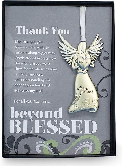 Amazon.com: Beyond Blessed Angel with Thank You Sentiment - Gratitude Gift/Appreciation Gift/Thank You Gift for Friends/Mentor/Co-Worker/Neighbor : Home & Kitchen Best Thank You Gifts, Godparent Proposal, Ornament With Ribbon, Beyond Blessed, Angel Blessings, Godparent Gifts, Farewell Gifts, Thank You Messages, You Are Blessed