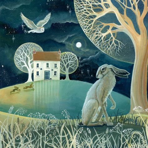 Bunny Illustration, Moon Gazing Hares, Illustration Kunst, Hur Man Målar, Rabbit Art, Bunny Art, Art Et Illustration, Arte Animal, Arte Fantasy