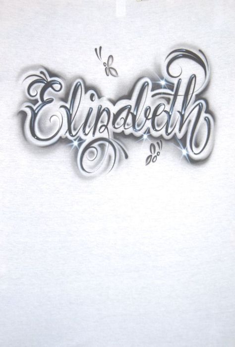 Large Name Tattoo, Airbrush Names, Drake Jacket, T Shirt Tattoo, Airbrushed Tanks, Latina Culture, Airbrush Design, Airbrush Shirts