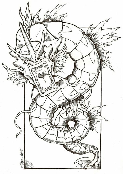 Gyrados Pokemon Drawing, Checkerboard Tattoo Design, Gyarados Pokemon Tattoo, Pokemon Tattoo Stencil, Gyrados Pokemon Art, Gyrados Pokemon Tattoo, Pokemon Art Draw, Pokemon Flash Tattoo, Gyarados Tattoo