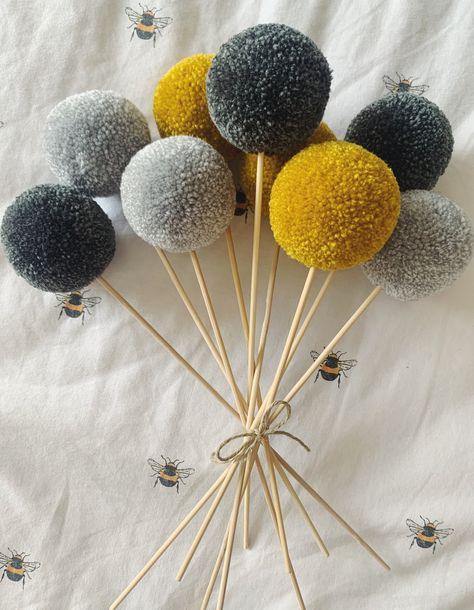 Grey and Mustard Pom Pom Bouquet #etsy #greyandmustard #mustardyellow #pompoms #pompombouquet #homedecor #bouquet #pompomdecor Pom Pom Bouquet, Pompom Ideas, Tassel Wall Hanging, Tassel Wall Hang, Pom Flowers, Pom Pom Flowers, Tassel Wall, Mustard Flowers, White Wall Hanging