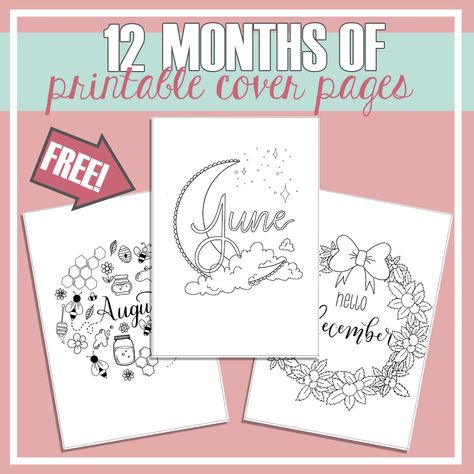 12 Months of Free Cover Page Printables for Your Bullet Journal - The Petite Planner 2025 Journal Cover Page, Bullet Journal Printables Free Templates, Bullet Journal Templates Free Printables, Free Journal Printables Templates, Free Journal Printables, Free Bullet Journal Printables, Planner Cover Page, Bullet Journal Templates, Free Planner Printables