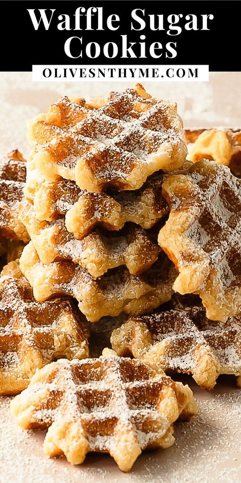 Cookie Butter Waffles, Dutch Waffle Cookies, Mini Waffle Dessert Ideas, Waffle Iron Cookies Recipes, Waffle Maker Cookies, Sweet Waffle Recipe Desserts, Cookie Dough Waffles, Waffle Bake, Chocolate Waffle Cookies