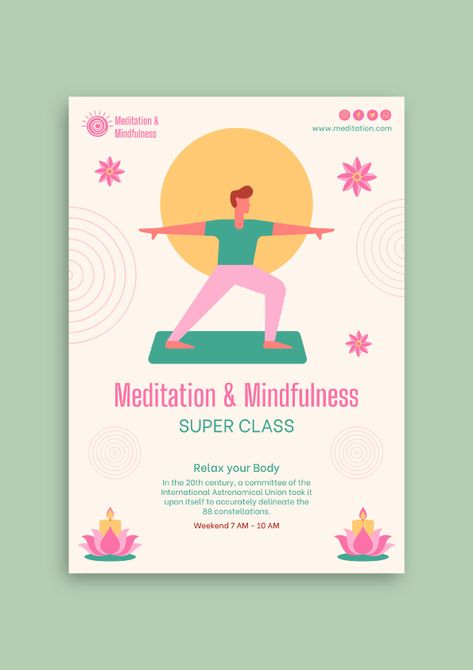 Yoga Poster Design, Yoga Posters, Yoga Flyer, Holistic Center, Magazine Design Cover, Om Yoga, Yoga Branding, Yoga Logo, Yoga Poster