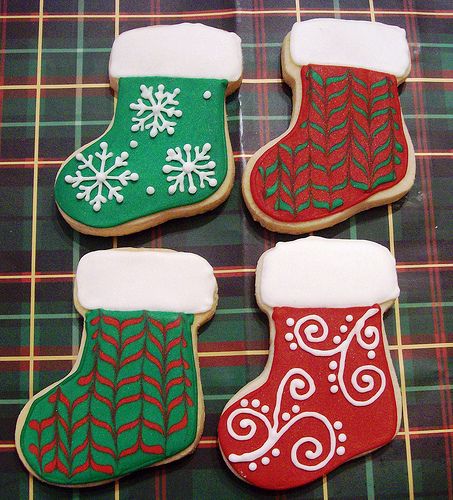 Christmas Stocking cookies | Shorbread cookies decorated wit… | Flickr Stocking Cookies, Christmas Stocking Cookies, Decorated Christmas Cookies, Christmas Sugar Cookies Decorated, Gingerbread Cookies Decorated, Christmas Stocking Decorations, Decorated Stockings, Sugar Cookie Designs, Cookies Christmas