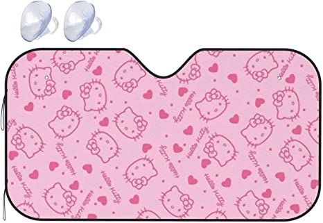 Pink Kitty Cat 138 Front Window Sun Shield Car Windshield Sunshade Folding Block UV Rays Sun Shade Visor Protector for Car Sedan Truck SUV Accessories Medium Cute Windshield Sunshade, Barbie Moodboard, Hello Kitty Car Accessories, Car Finds, Suv Accessories, Pink Car Accessories, Hello Kitty Car, Car Windshield Sun Shade, Pink Kitty