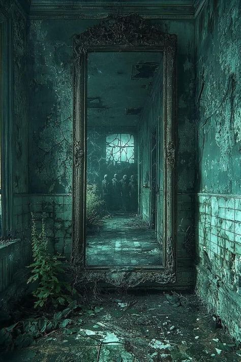 Abandoned Asylum Aesthetic, Hide And Seek Aesthetic, Insane Asylum Room, Empty House Aesthetic, Gothic Corridor, Abandoned Mansions Interior, Abandoned Houses Interior, Abandoned Artwork, Abandoned Places Aesthetic