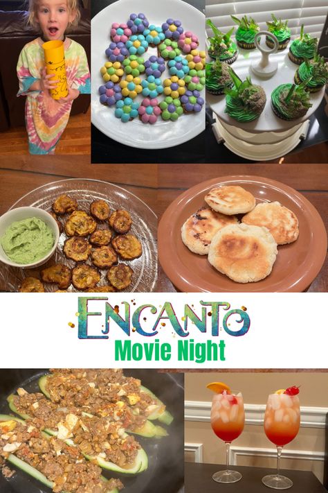 Encanto Food Recipes, Encanto Dinner Ideas, Encanto Food Ideas, Elemental Movie Food, Encanto Themed Food, Encanto Themed Dinner, Encanto Movie Night Food, Encanto Themed Movie Night, Shrek Movie Night Food