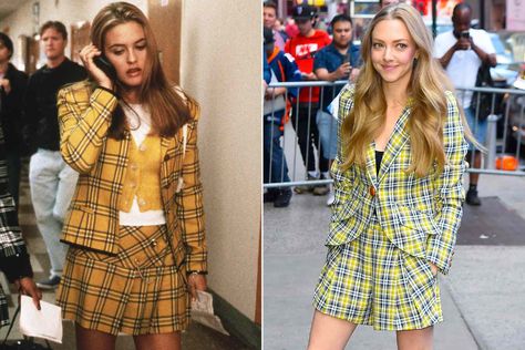 Amanda Seyfried Channels Cher from ‘Clueless’ in Yellow Plaid Short Suit While Out in New York City Cher Clueless Yellow Outfit, Clueless Yellow Outfit, Yellow Plaid Outfit, Cher Clueless Outfit, Dance Moms Outfits, Cher From Clueless, Yellow Plaid Skirt, Plaid Outfit, Cher Clueless