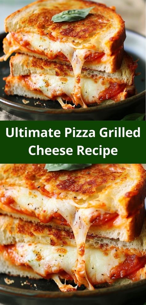 Savor the best of pizza and grilled cheese in one easy recipe. Make your Pizza Grilled Cheese today! Grilled Pizza Sandwich, Campfire Eclairs, Pizza Grilled Cheese Recipes, Grilled Cheese Recipes Gourmet, Savory Butter, Pizza Grilled Cheese Sandwich, Recipe For Pizza, Cheese Pizza Recipe, Grilled Cheese Recipe