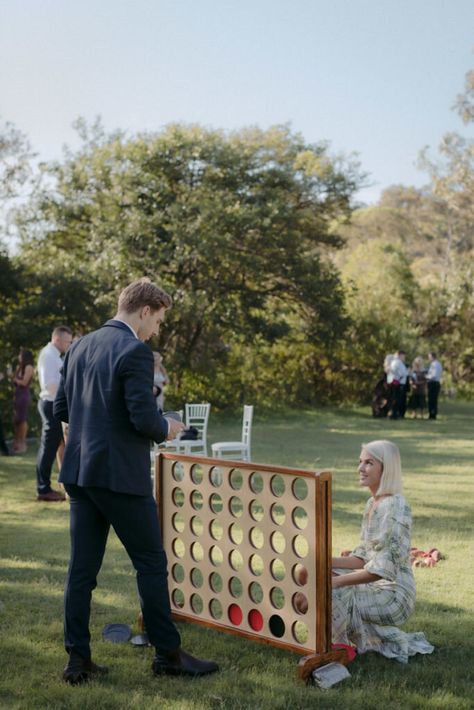 Yard Games At Wedding, Backyard Wedding Reception Games, Outdoor Games Wedding, Corn Hole Wedding, Wedding Fun Ideas, Backyard Wedding Arch, Outdoor Jenga, Spring Engagement Party, Outdoor Lawn Games