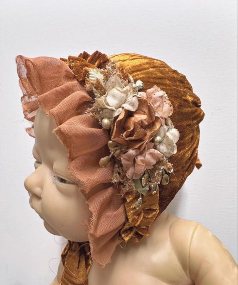 The perfect autumn bonnet made with luxurious pleated velvet and a side floral embellishment 🍂🍁 Floral Embellishment, Embellishments, Velvet, Floral, Quick Saves