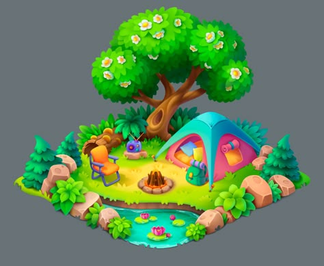 Game Art Environment, Plant Games, Casual Art, 2d Game Art, Casual Game, Game Ui Design, Game Props, Isometric Art, Game Background