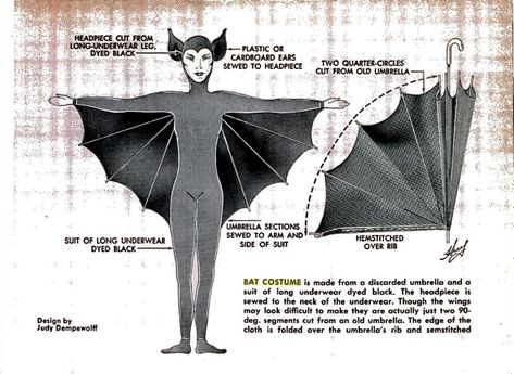 Diy Bat Costume, Pierrot Costume, Bat Halloween Costume, Bat Costume, Great Halloween Costumes, Vintage Halloween Costume, Dragon Costume, Kids Dress Up, Popular Mechanics