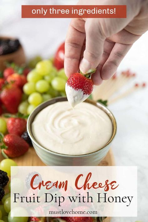 Cream Cheese Fruit Dip Recipe, Honey Cream Cheese, Easy Fruit Dip, Cream Cheese Fruit Dip, Toddler Snack, Simple Desserts, Fruit Dips Recipes, Honey Cream, Party Dip