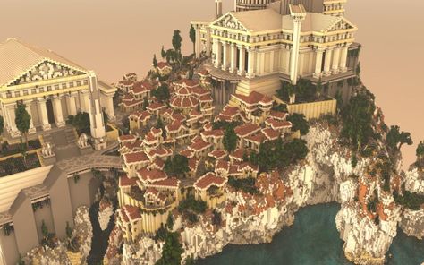 Ancient Greece Architecture, Greek Buildings, Construction Minecraft, Minecraft Kingdom, Minecraft Mansion, Ancient Greek City, Greek City, Minecraft Cottage, Minecraft Castle