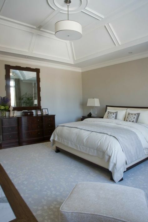 Tray Ceiling Bedroom, Bedroom Extension, Tray Ceiling Ideas, Bedroom Design Master, Bedroom Makeover Ideas, Accent Wall Bedroom, Bedroom Renovation, Tray Ceiling, Bedroom Ceiling