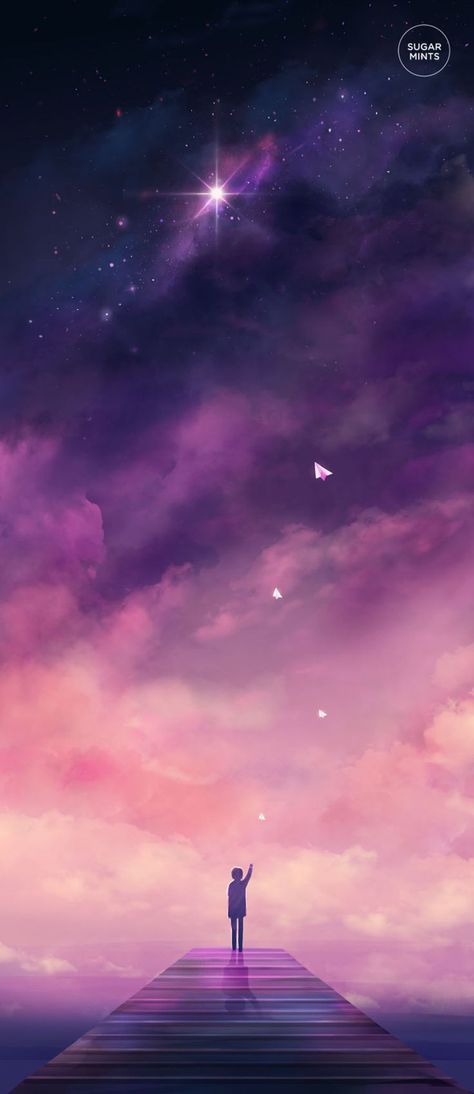 Scenery - sugarmint's artblog: A Sky, Purple Sky, Stars, Purple, Art