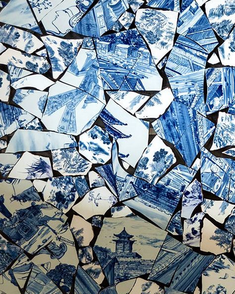 This design features a vibrant collage of broken porcelain pieces, skillfully arranged to form a mesmerizing mosaic. The shards depict traditional blue and white Chinese porcelain patterns, showcasing scenes of historical landscapes, architecture, and nature. 🔍 Product: Riya Wall Hanging 👆 Tap the link in bio for more wall hangings! . . . . . . . . . . . . . . . . . . #interiordecor #interiorforyou #interior4you1 #interior2you #interior_design #interior4inspo #interior_and_living #interior4u... Porcelain Aesthetic, Chinese Porcelain Pattern, Landscapes Architecture, Broken Porcelain, Porcelain Pattern, The Shard, Porcelain Blue, Porcelain Mosaic, Chinese Porcelain