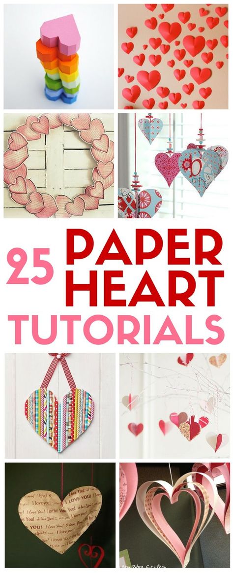 A collection of 25 paper heart projects for valentines day, weddings, or just because. A handmade heart is a simple DIY craft tutorial idea. Most pinned DIY tutorials Paper Heart Crafts, Heart Paper Crafts, Heart Diy Crafts, Valentine Paper Crafts, Hearts Paper Crafts, Heart Craft, Heart Projects, Diy And Crafts Sewing, Diy Craft Tutorials