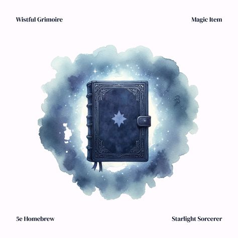 There are legends of the Wistful Mage, I wonder who they were… ✨ . . . #magicitem #dnd5e #spellbook #grimoire #tome #magictome #book #bookstagram #dnditem #homebrew5e Wizard Spellbook Fantasy Art, Grimoire Fantasy Art, Blue Spellbook, Dnd Spellbook, Grimoire Art, Arcane Oc, Magic Grimoire, Dnd Board, Fantasy Items