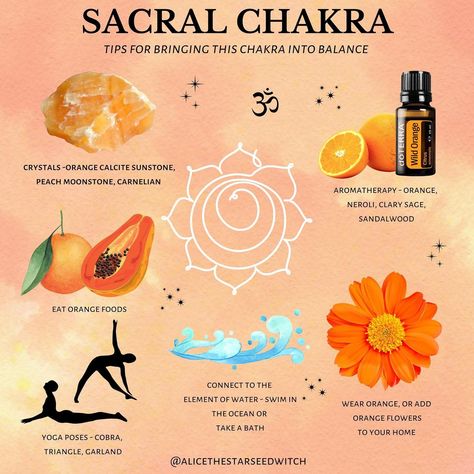 Alice Kendall | A MINI GUIDE TO THE SACRAL CHAKRA   I hope you like this sacral chakra guide and find it to be informative. Let me know in the comments!… | Instagram Wicca Aesthetic, Chakra Guide, Herbs For Protection, Doterra Wild Orange, Chakra Balancing Meditation, Aesthetic Magic, Sacral Chakra Healing, Chakra Healing Meditation, The Sacral Chakra