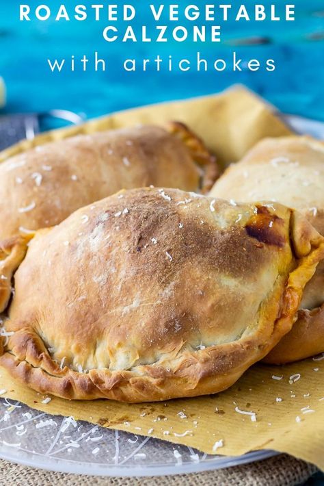 These cheesy vegetarian calzones are stuffed with a roasted vegetable filling! They're easy to make with a batch of pizza dough and taste so good. #thecookreport #calzone #vegetarianrecipe Calzones With Pizza Dough, Homemade Pizza Dough Easy, Best Vegetable Recipes, Calzone Recipe, Savory Dinner, Easy Homemade Pizza, Nice Recipes, Pizza Sauce Homemade, Vegetable Casserole