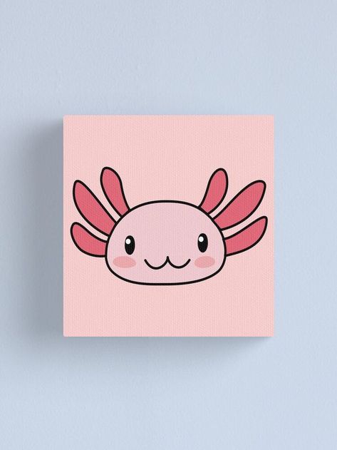 Cute Axolotl Canvas Print Axolotl Painting Easy, Axolotl Face Paint, Axolotl Doodle, Axolotl Painting, Axolotl Drawing, Axolotl Art, Cute Axolotl, Kids Painting, Fall Time