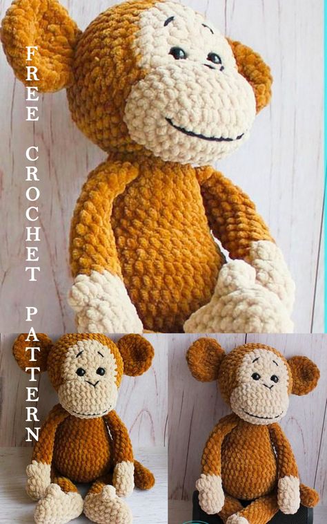 Amigurumi Plush Velvet Monkey Free Crochet Pattern - Amigurumi SDBES Monkey Crochet Pattern Free, Crochet Monkey Pattern Free, Velvet Amigurumi, Crochet Minis, Crochet Monkey Pattern, Amigurumi Monkey, Monkey Crochet, Crocheted Amigurumi, Crochet Toys Free Patterns