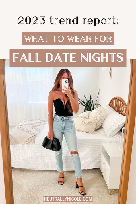 Fall in love with fashion this 2023! Explore our blog for cute and classy date night outfits that effortlessly transition from dressy to casual, perfect for a romantic evening. Elevate your women's fashion game today. 2023 Fall Going Out Outfits, Fall Outfits 2023 Night Out, Fall Date Outfits 2023, Anniversary Outfit Dinner Date Night Fall, Romantic Concert Outfit, Women’s Date Night Outfits, Fall 2023 Date Night Outfits, Happy Hour Date Outfit, October Date Night Outfit