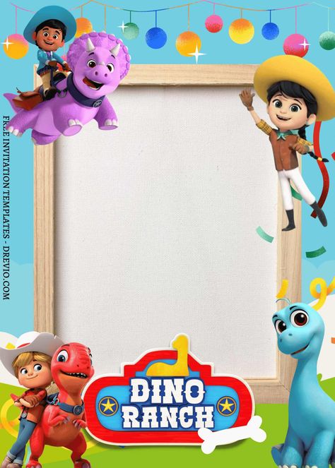 Nice 10+ Dino Ranch Party Park Canva Birthday Invitation Templates When your child discovers a new TV show that they enjoy, it's a double-edged sword. You're overjoyed that they've discovered something new that makes them happy, but you're also aware that the more re... Dino Ranch Party, Ranch Party, Dino Ranch, Ranch Sign, Birthday Garland, Free Printable Birthday Invitations, Free Invitation Templates, New Tv, Dino Party