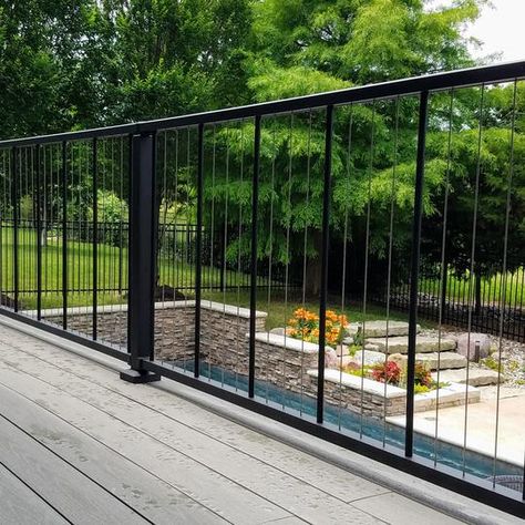 Rod Iron Loft Railing, Railing Made With Rebar, Hogwire Loft Railing, Brookside Rail System, Simple Metal Railing Outdoor, Vertical Cable Railing, Stairs Sizes, Cable Railing Deck, Deck Railing Design