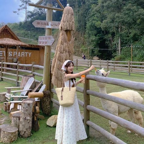 Khao Yai Outfit, Zoo Aesthetic Outfit, Cute Zoo Outfits, Zoo Outfit, Modest Girly Outfits, Khao Yai, Farm Clothes, Korean Fashion Summer, Korean Fashion Dress