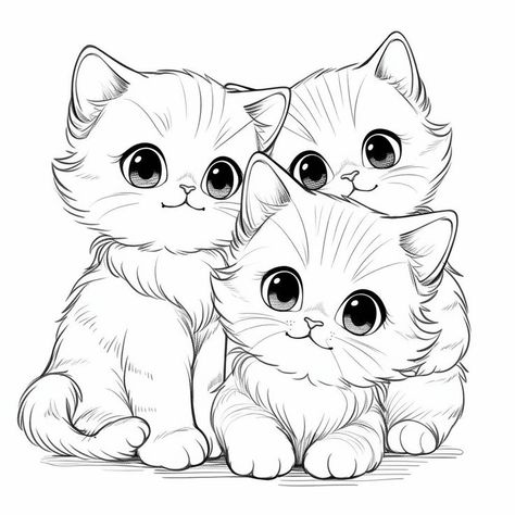 Kittens Coloring Pages, Kittens Coloring, Kitten Drawing, Cat Printable, Free Adult Coloring Pages, Cat Coloring Page, Unicorn Coloring Pages, Easy Coloring Pages, Cartoon Coloring Pages