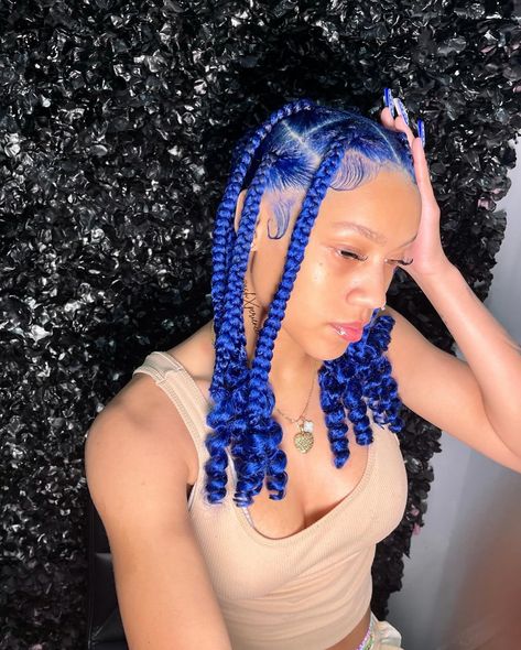 She in her Coi season 🤭!!! & the blue ??? Goes crazyyyy 💙💙🔥🔥 This was a root touch up with re-dye & then I gave her these cute braids 😍💙 Keep booking @ashxperience 🩵🩵 USE NEW CLIENT CODE FOR $$ OFF YOUR 1ST SERVICE 🥳 CODE: NEWCOMER • • • #hair #hairstyles ##nychairstylist #nycbraider #bronx #bronxbraider #nyc #newyork #bronxhairstylist #braids #braider I’mrlemhairstylist #harlembraider #blondehair #blondelocs #distressedlocs #butterflylocs #viral #viralvideos #viralreels #reels #reelsin... Blue Protective Hairstyles, Blue Braids, Cute Braids, Root Touch Up, Jumbo Braids, Birthday Board, Middle Parts, Hair Hairstyles, Protective Hairstyles