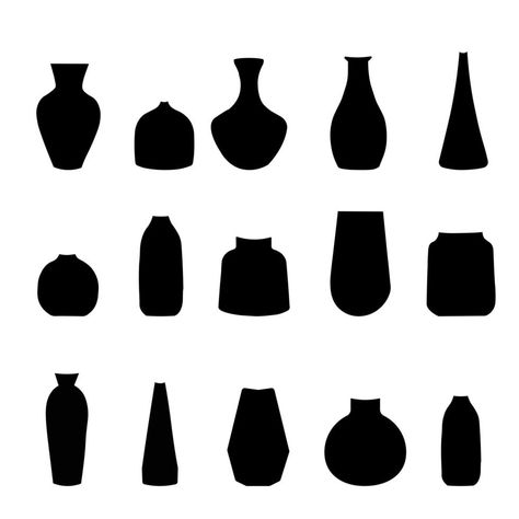 Different Vase Shapes, Pottery Studio Logo, Vase Logo Design, Vase Logo, Vase Forms, Miniature Pots, Ceramic Forms, Japanese Vase, Paper Vase