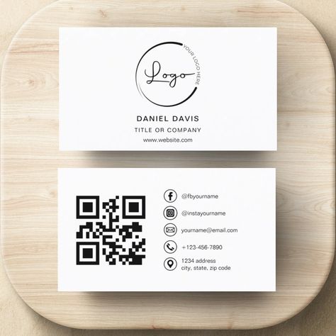 Introducing our sleek and sophisticated Modern Minimalist Logo or Photo with Social Media Icons and QR Code Business Card, the perfect blend of contemporary design and practicality. Crafted with a focus on simplicity and elegance, this business card is an essential tool for any modern professional.  Featuring a clean and minimalist logo design that reflects your brand's identity with clarity and precision, this card makes a bold statement while maintaining a sense of understated sophistication. The inclusion of social media icons allows you to seamlessly connect with clients and colleagues across various platforms, ensuring that your online presence is as polished as your in-person interactions.  Printed on high-quality cardstock with a premium finish, our business cards not only look grea Business Cards With Qr Code, Psychologist Business Card, Business Card With Qr Code, Business Cards Ideas, Qr Code Social Media, Media Business Card, Spa Business Cards, Stationery Business Card, Social Media Business Cards