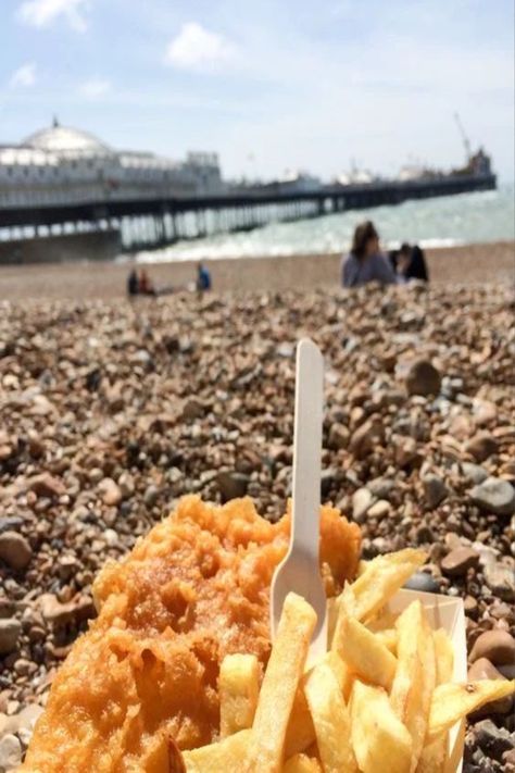 Fish And Chips Aesthetic, Chips Aesthetic, British Beach, Seaside Aesthetic, English Seaside, British Beaches, Beach Book, Fish N Chips, England Beaches