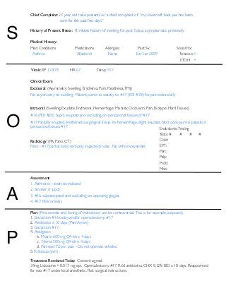 SOAP Notes - Dentistry - Example Nursing Documentation Examples, Nurse Advice, Nursing Notes Examples, Soap Note Template, Nursing Documentation, Nursing Fundamentals, Biomedical Engineer, Soap Notes, Np School