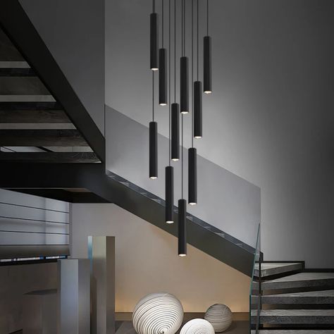 Crystal Staircase, Modern Chandelier Foyer, Attic Living Room, Pendant Lamp Living Room, Chandelier Led, House Lighting, Staircase Chandelier, Indoor Lighting Fixtures, Led Ceiling Lamp