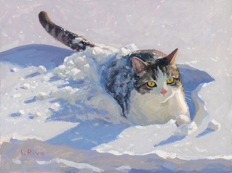 Lena Rivo, Cat in the Snow, 2022, Gouache on board Cat In The Snow, Lena Rivo, Gouache Art, Cats In Art, Animal Painting, Dog Photography, Cat Painting, Painting Inspo, Gouache Painting