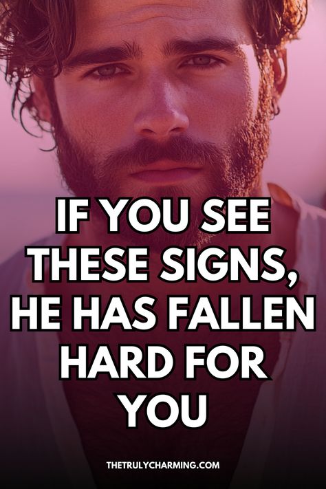 If you see these signs, he has fallen hard for you. Look for these signals of his strong affection and commitment.  Signs he loves you, signs he's in love with you Loving A Man Quote, When You See Him After A Long Time, Signs He Is Not Interested In You, Tall Guy Quotes, He Cares For You, Signs He’s In Love With You, How To Know He Loves You, Signs That You Are In Love, Signs A Man Is In Love With You