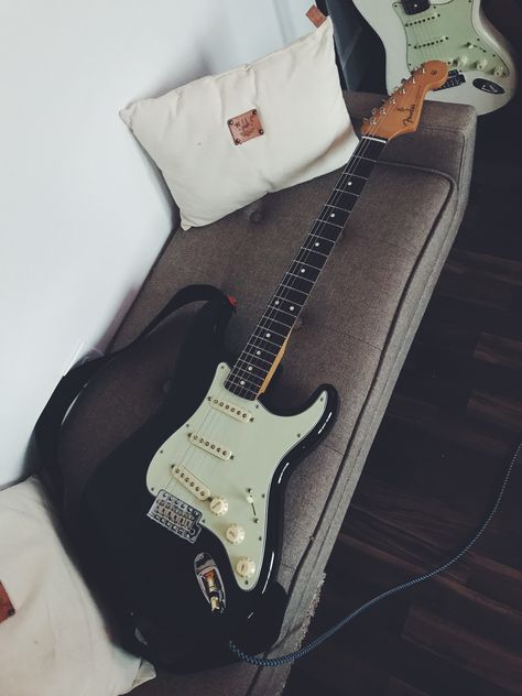 My 60’s Black strat  #stratocaster #fender #fenderguitars Fender Black Stratocaster, Black Stratocaster Aesthetic, Fender Stratocaster Aesthetic, Stratocaster Aesthetic, Electric Guitar Stratocaster, Fender Stratocaster Blue, Fender Stratocaster Red, Black Stratocaster, White Stratocaster