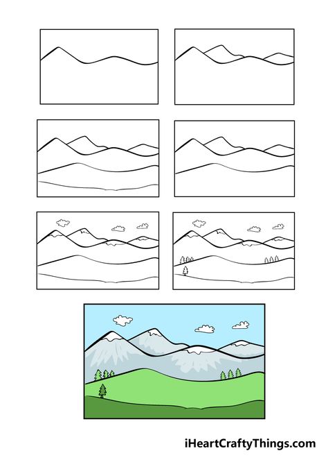 Draw A Mountain, How To Draw Mountains, Landscape Step By Step, Drawing Mountains, Mountain Texture, Art Of Drawing, Mountain Artwork, Drawing Step By Step, Mountain Drawing