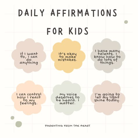 These daily affirmations for kids are a great tool to build confidence in your children. Read our full list and best practices to use them! https://parentingfromtheheartblog.com/positive-affirmations-kids/ Morning Affirmations For Kids School, Elementary School Positive Affirmations, Daily Affirmations For Dads, Back To School Affirmations For Kids, Daily Affirmations For School, Kindergarten Daily Affirmation, Pre K Affirmations, Children Affirmations For Kids, Kids Affirmations For School