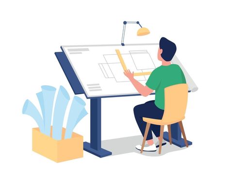 Male architect at work flat color vector faceless character Male Architect, Faceless Character, Character Flat Design, Designer Drawing, Work Flats, Character Flat, Character Designer, Education Architecture, Web Graphic Design