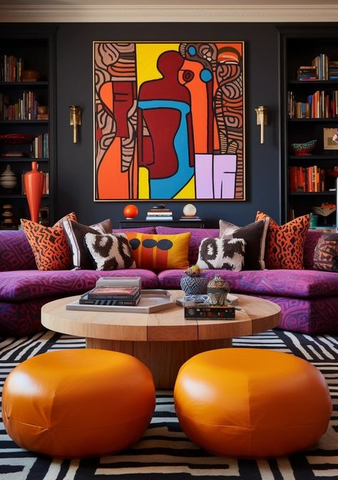 Curating Captivating Spaces: The Art of Bold, Layered Design — Living Bright Interiors Bright Interior Design, Zebra Print Rug, Bold Interior, Bold Interior Design, Bold Living Room, Sculptural Furniture, Statement Furniture, Teal Walls, Salon Ideas