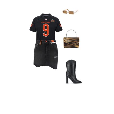 Super Bowl bengals outfit Cute Bengals Outfit, Bengals Outfit Ideas, Superbowl Outfit Ideas, Bengals Game Day Outfit Women, Super Bowl Outfits For Women, Super Bowl Party Outfit, Bengals Outfit, Super Bowl Outfit, Jersey Outfit