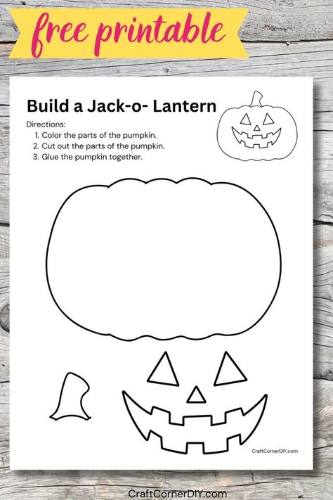 Jack-o-Lantern pumpkin craft Pumpkin Templates Free Printable, Pumpkin Templates Free, Pumpkin Craft For Kids, Halloween Pumpkin Templates, Quick Halloween Crafts, Holiday Crafts Halloween, Halloween Writing Prompts, Pumpkin Craft, Lantern Craft